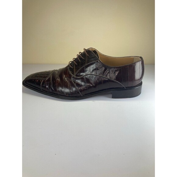 David Eden Crocodile Lizard Skin Men’s Size 14 Dark Brown Leather Oxfords Shoes - Picture 3 of 5